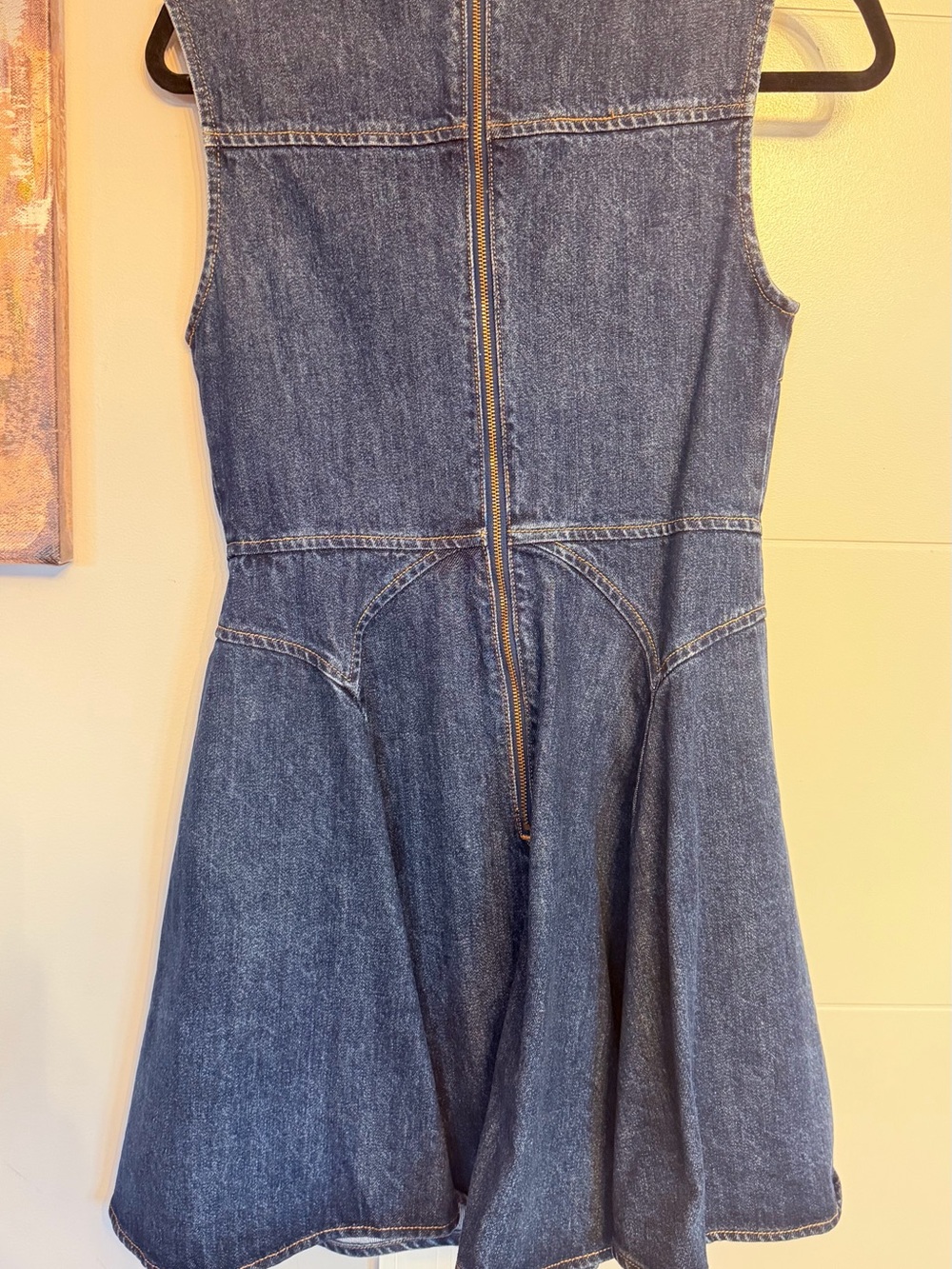 Self-Portrait Navy Denim Sleeveless Fit-and-Flare Mini Dress - Picture 4 of 7